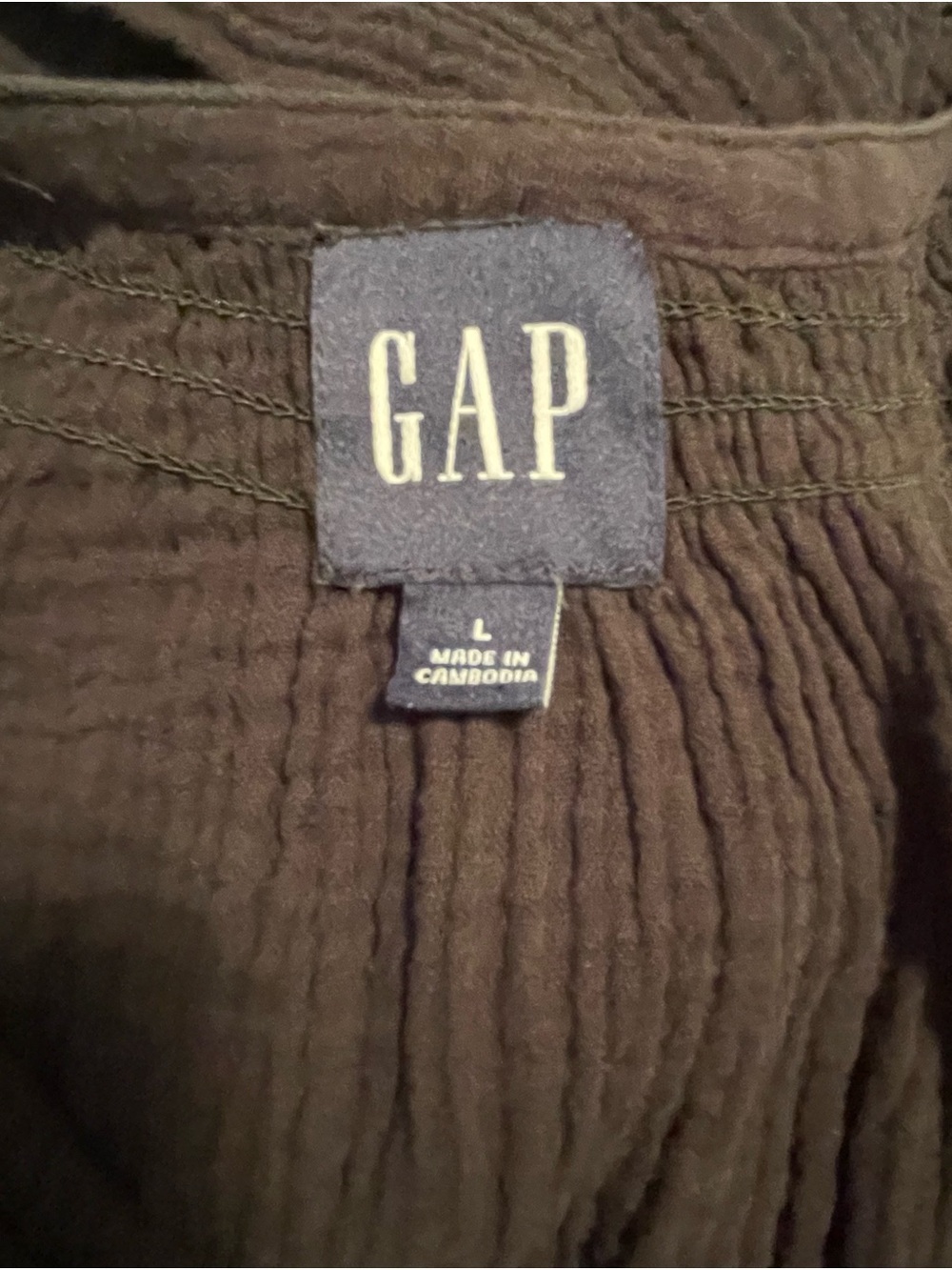 GAP - Black Crinkled Short-Sleeve Dress with pockets - Size L - Picture 3 of 4